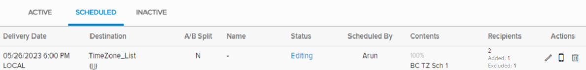scheduled messages table